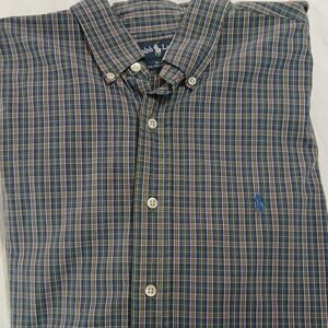Ralph Lauren Men's XL BLAKE Long-Sleeved Blue Plaid Button-Down Cotton Shirt